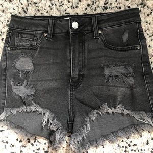Mid rise Black Denim Short Shorts